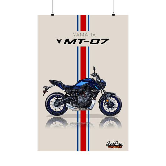 Yamaha MT07 Blue | Wall Art - Motorcycle Poster - 2023