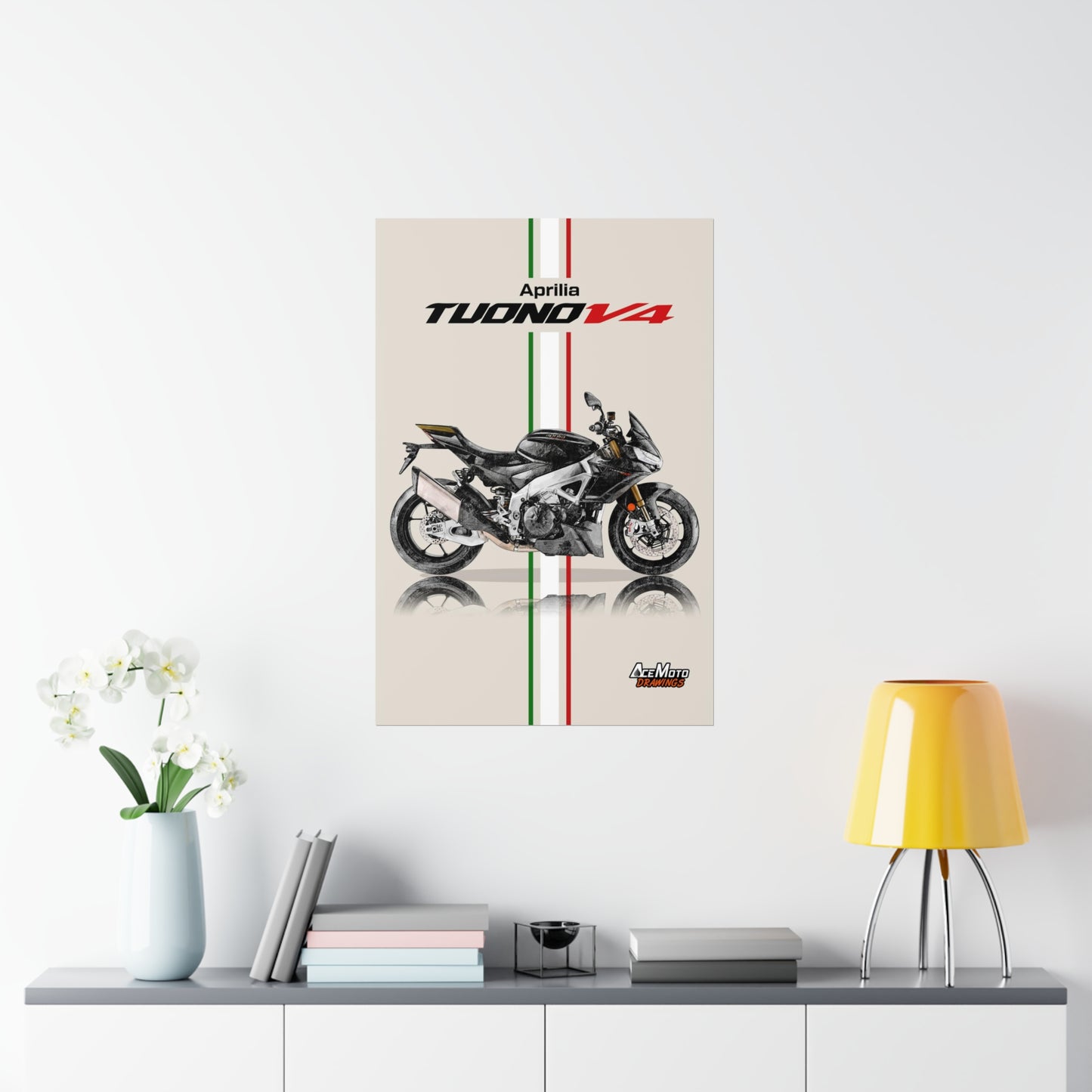 Aprilia Tuono V4 Factory Drawing | Wall Art - Frame Poster - 2022