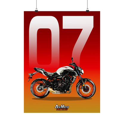 Yamaha MT07 White Orange | Wall Art - Motorcycle Poster - 2020