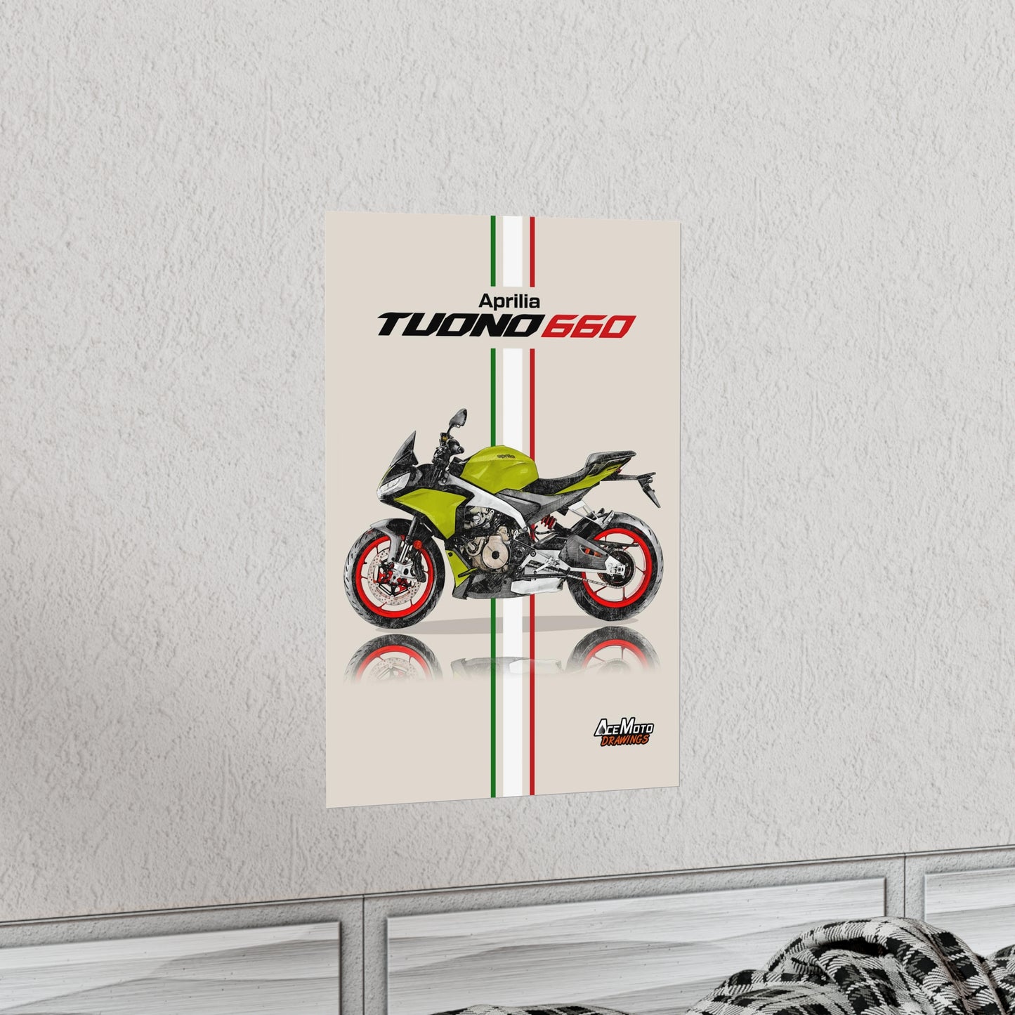 Aprilia Tuono 660 Drawing Poster with white frame ( angle 4 ) 