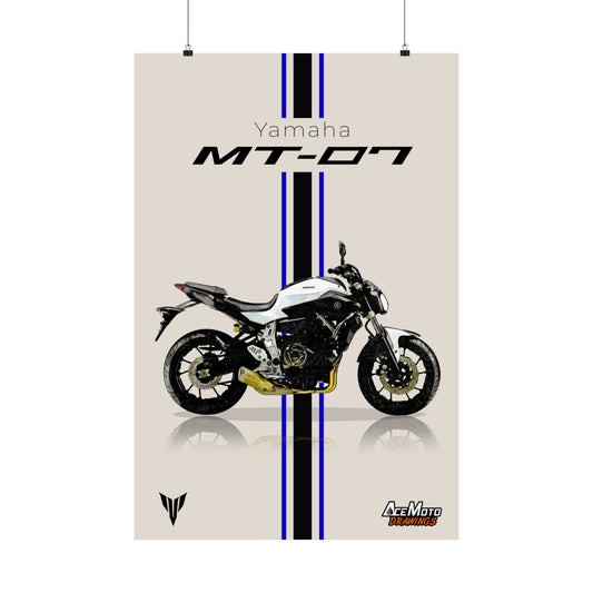 Yamaha MT07 White | Wall Art - Motorcycle Poster - 2014