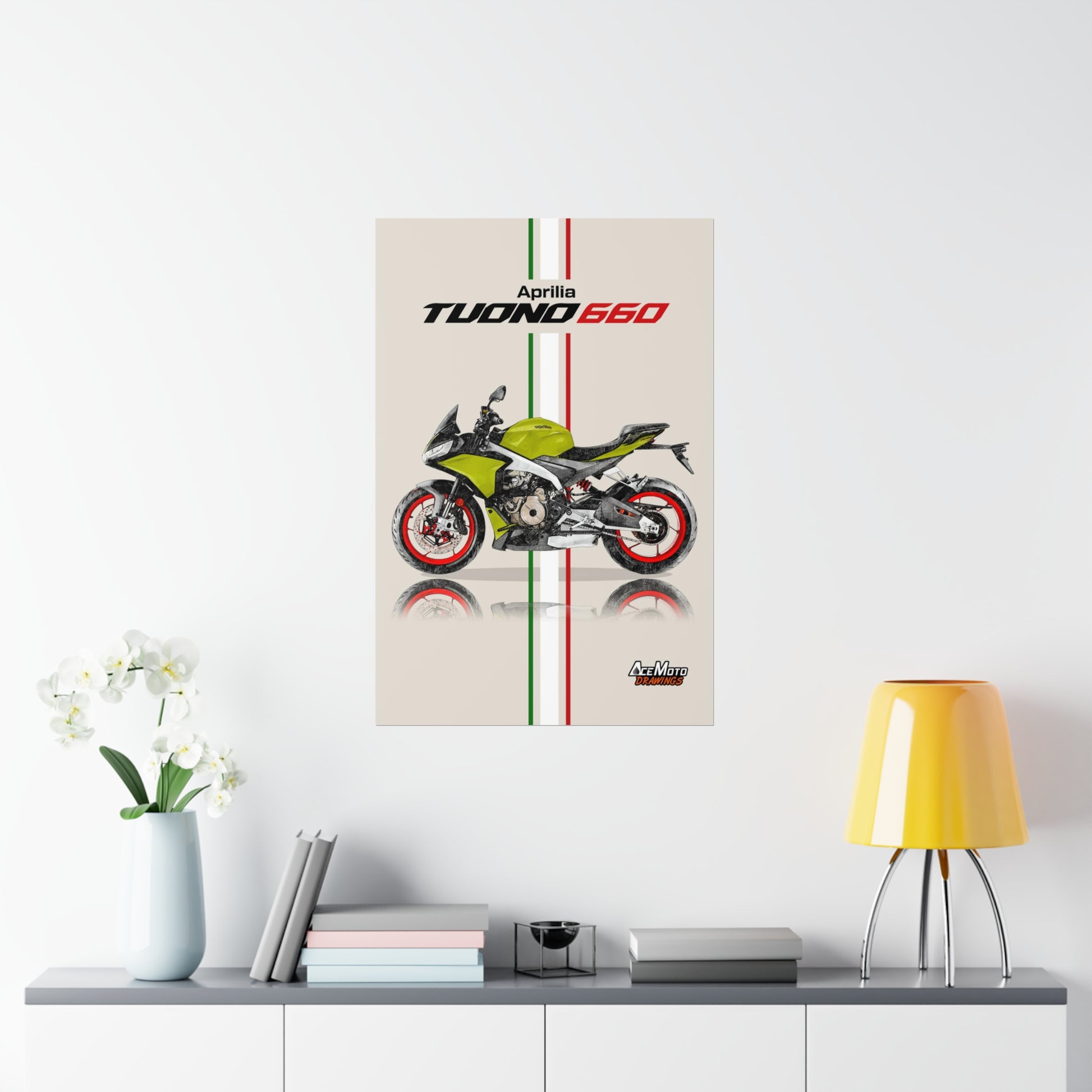 Aprilia Tuono 660 Drawing Poster with white frame ( angle 3) 