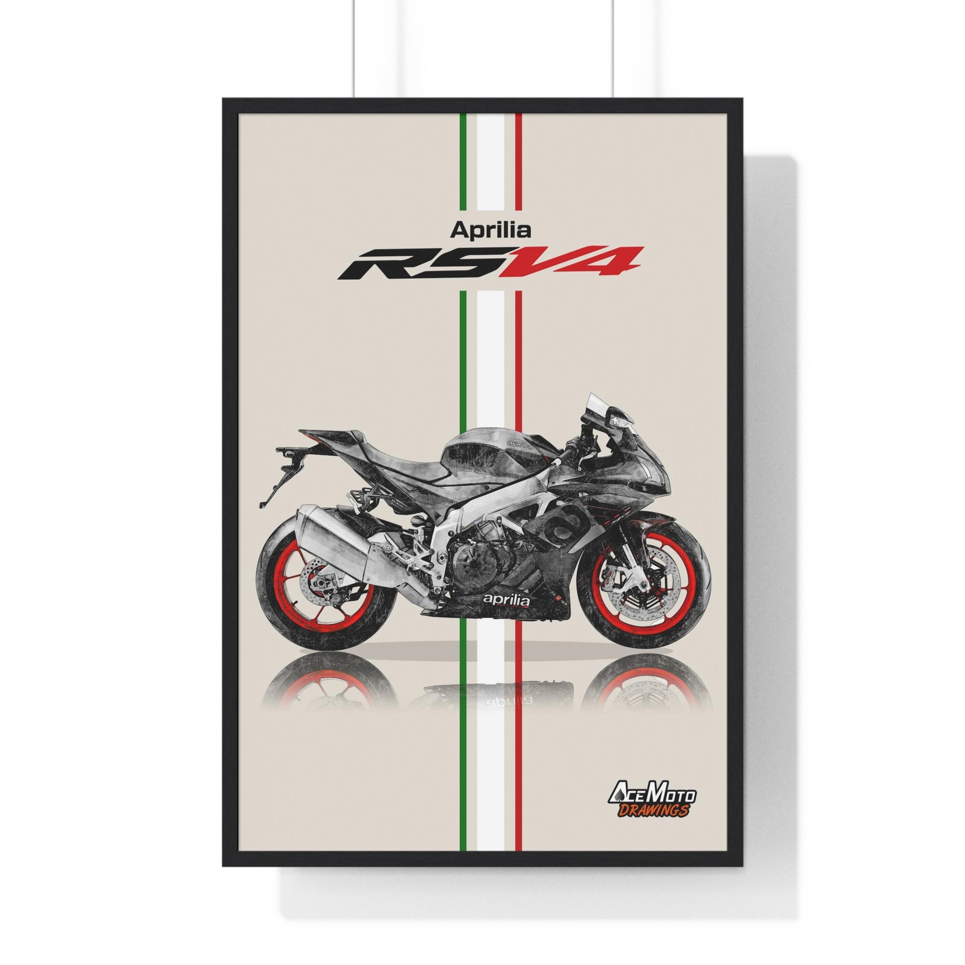 Aprilia RSV4 1000RR drawing poster black frame