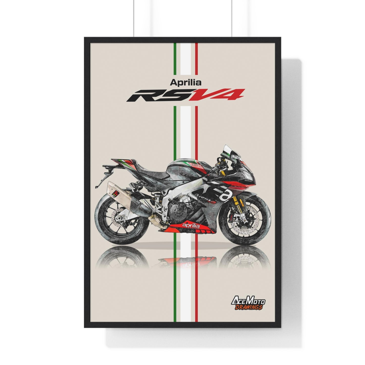 Aprilia RSV4 1100 Drawing Poster Black Frame