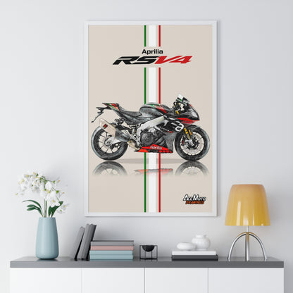 Aprilia RSV4 1100 Drawing Poster Frame White