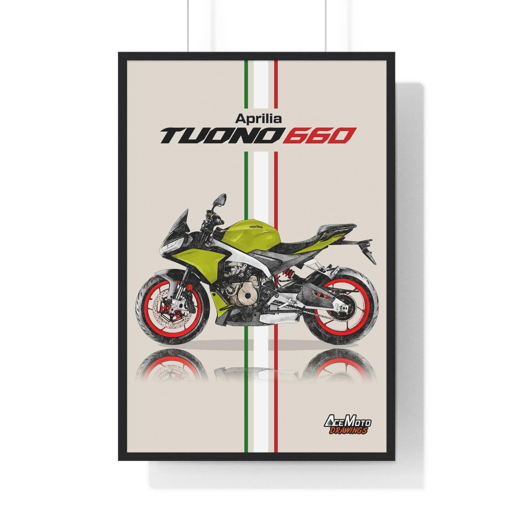 Aprilia Tuono 660 Drawing Poster black frame 