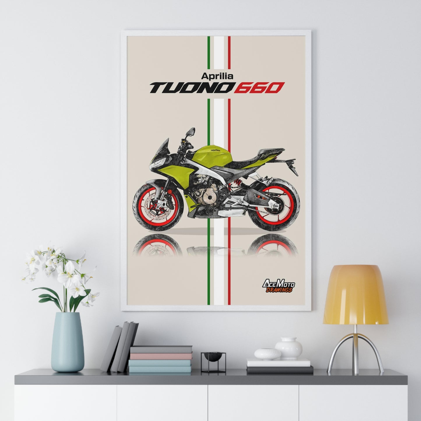 Aprilia Tuono 660 Drawing Poster with white frame ( angle 2 ) 