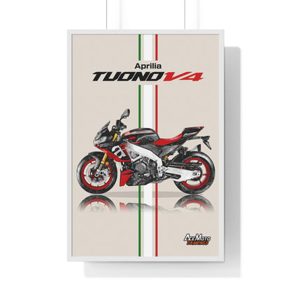 Aprilia Tuono V4 1100 Drawing Poster with White Frame