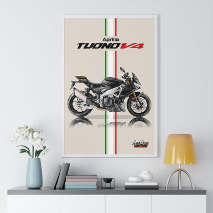 Aprilia Tuono V4 Drawing Poster White Frame ( angle 2 ) 