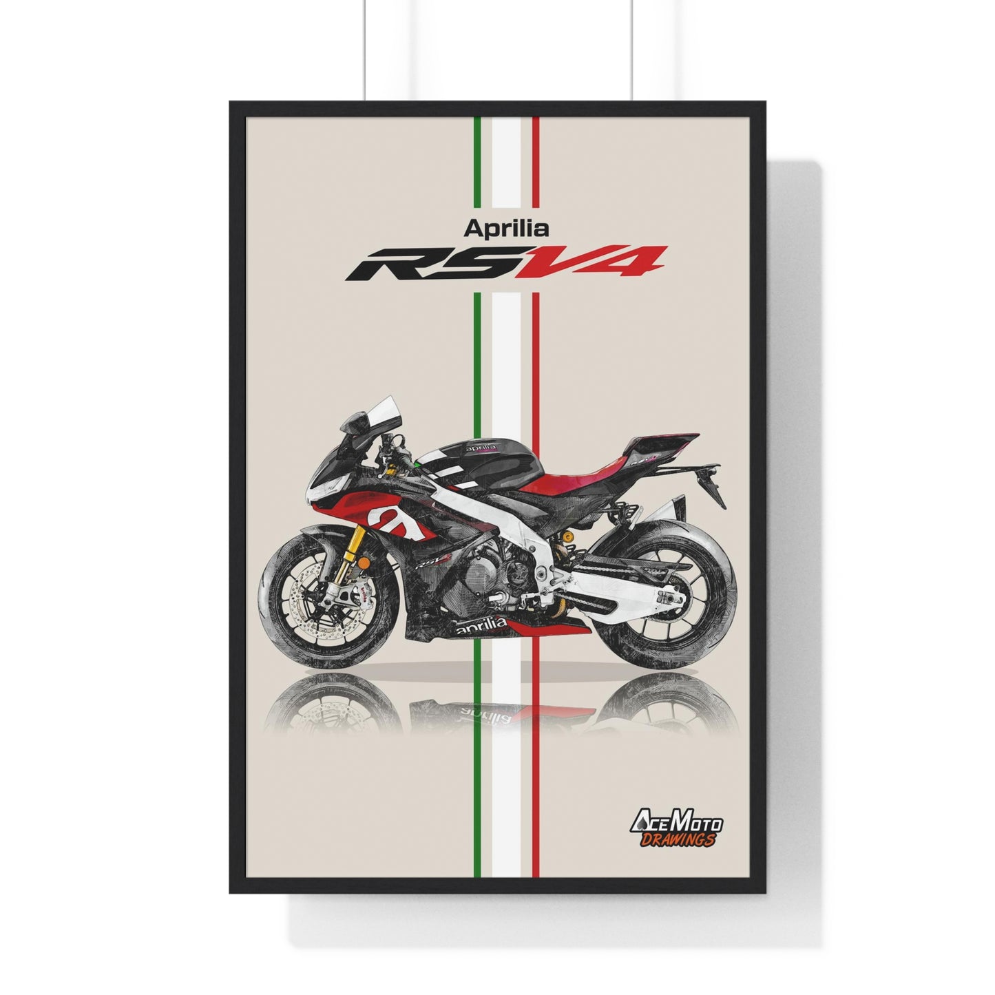 Aprilia RSV4 1100RR Drawing Poster black frame