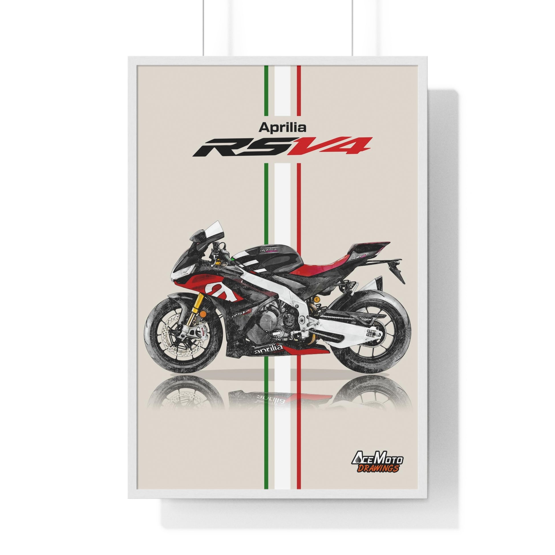 Aprilia RSV4 1100RR Drawing Poster White frame