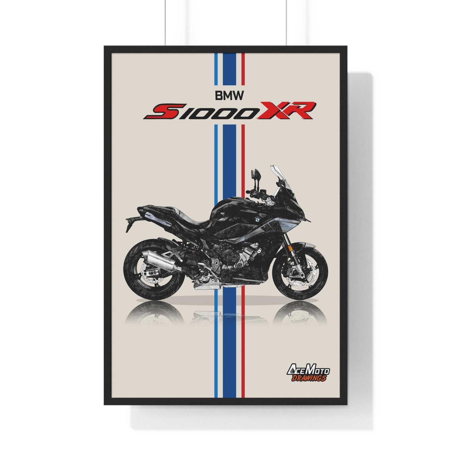 BMW S1000XR Drawing Poster 2022 with black Frame 