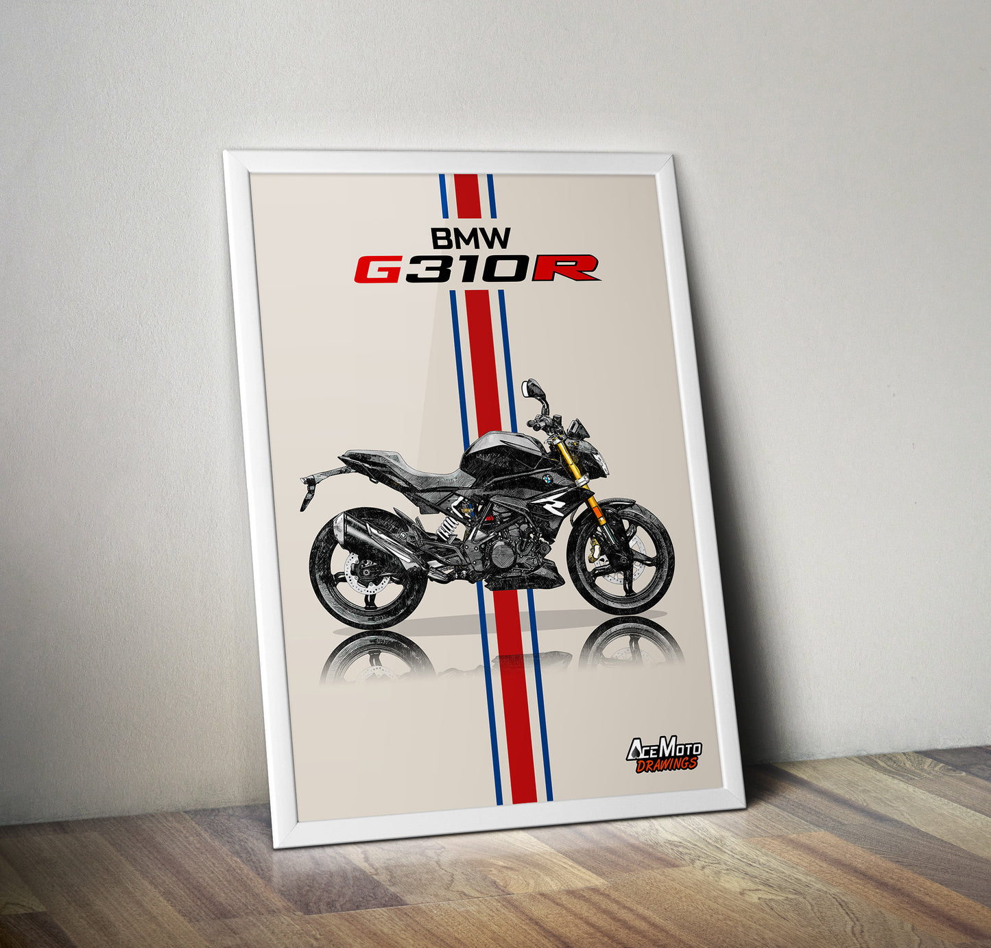 BMW G310R Drawing | Wall Art - Frame Poster - 2022