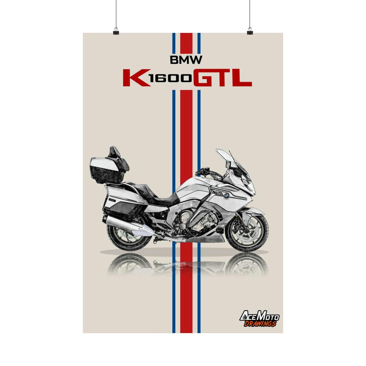 BMW K1600GTL Drawing | Wall Art - Frame Poster - 2021