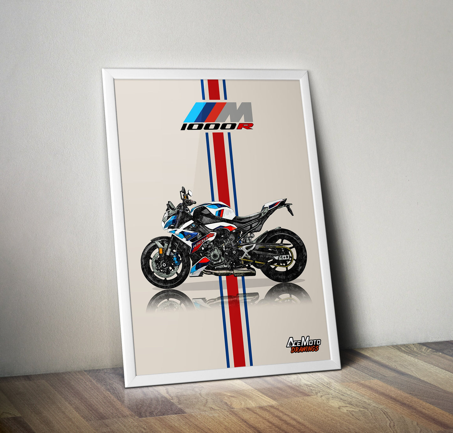 BMW M1000R M Competition Drawing | Wall Art - Frame Poster - 2023