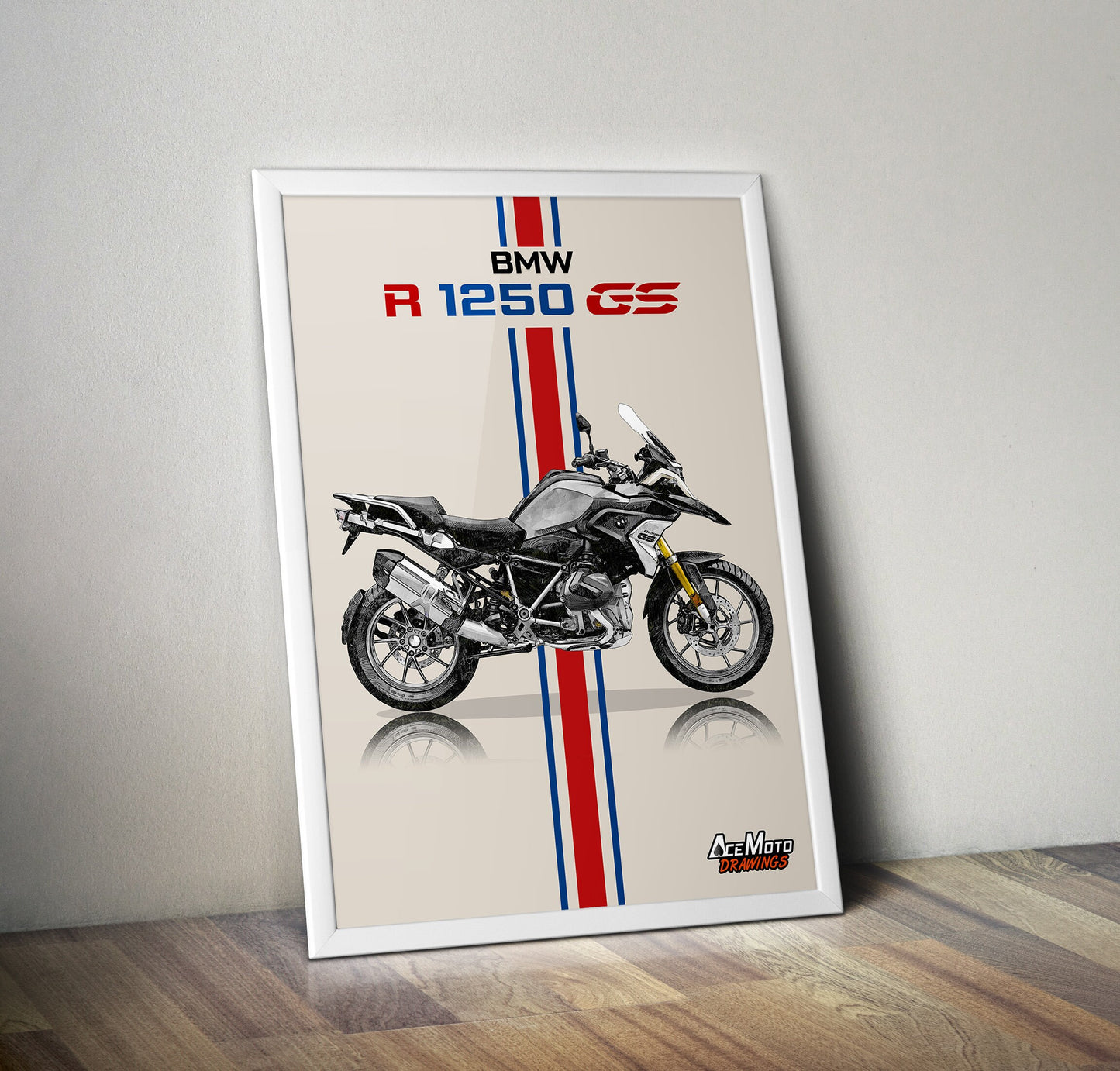 BMW R1250 GS Drawing | Wall Art - Frame Poster - 2023