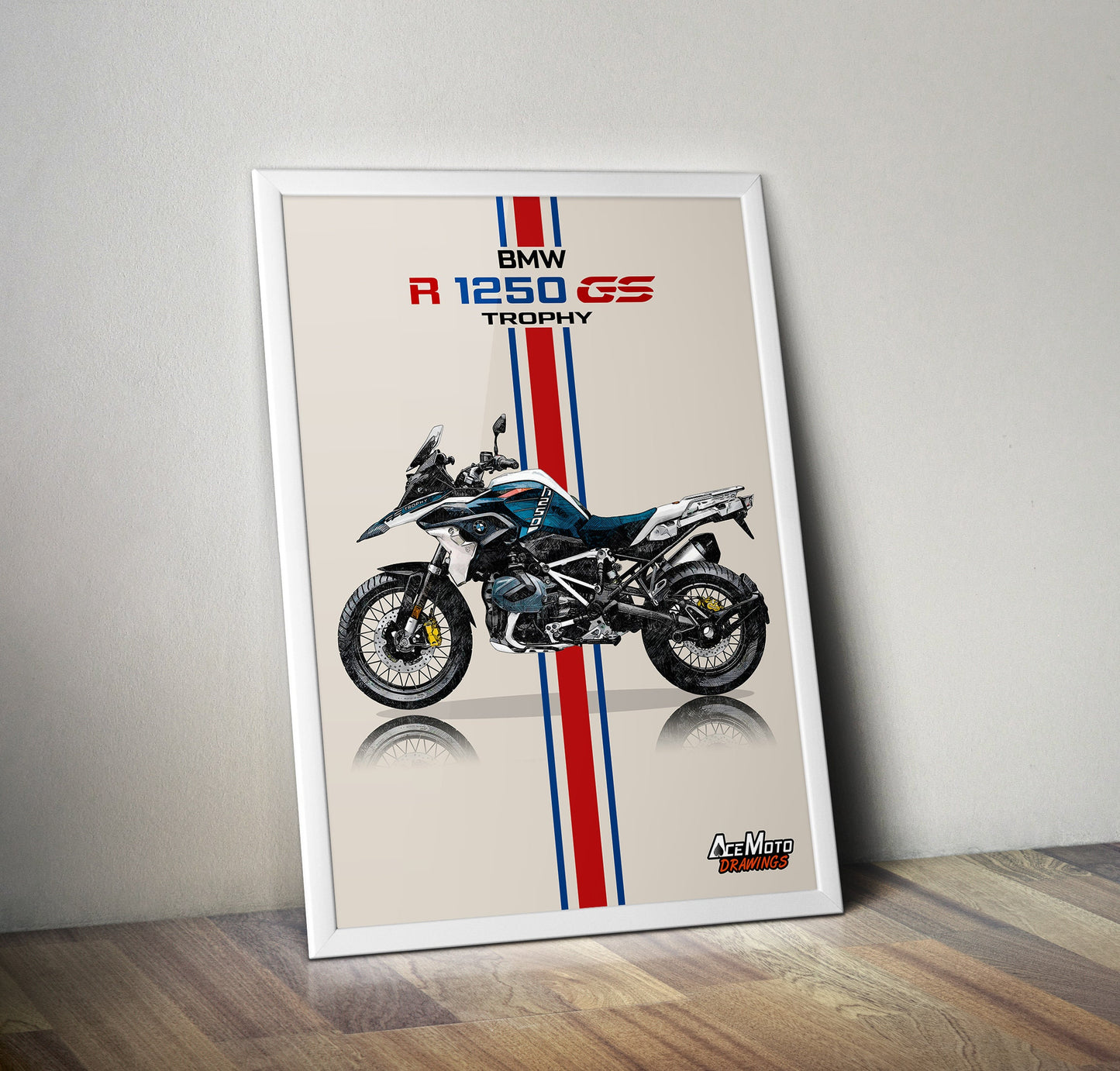 BMW R1250 GS Trophy Drawing | Wall Art - Frame Poster - 2023