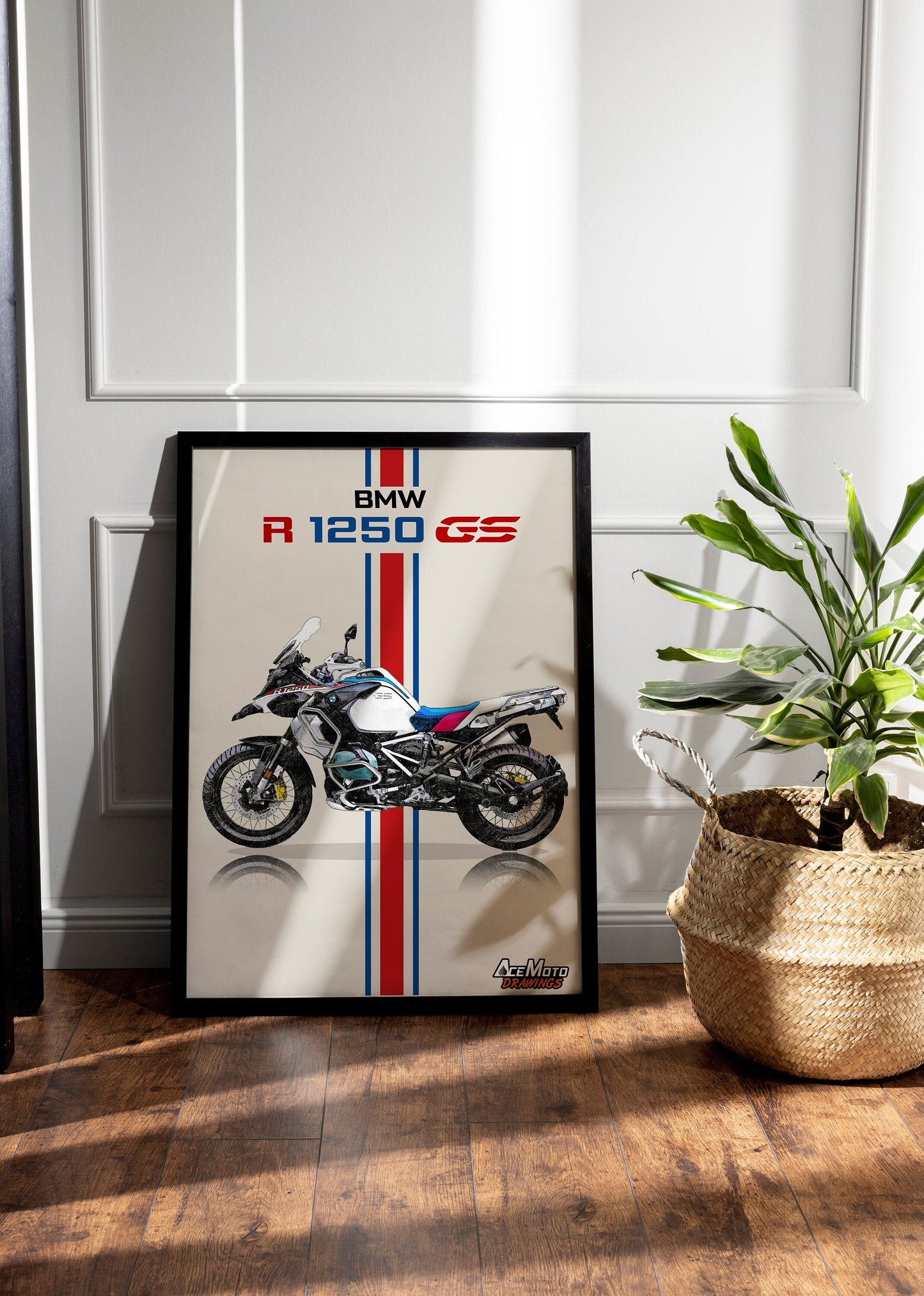 BMW R1250 GS Drawing | Wall Art - Frame Poster - 2023