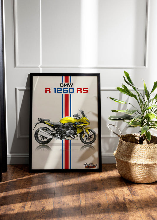 BMW R1250 RS Yellow Edition Drawing | Wall Art - Frame Poster - 2021