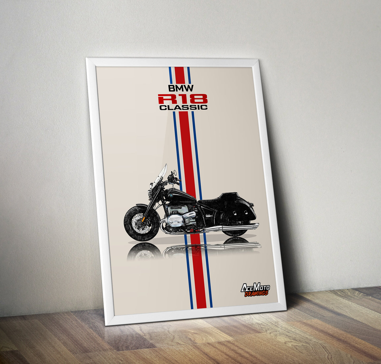 BMW R18 Classic Drawing | Wall Art - Frame Poster - 2023