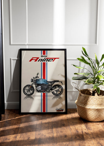 BMW R Nine T Pure Drawing | Wall Art - Frame Poster - 2021