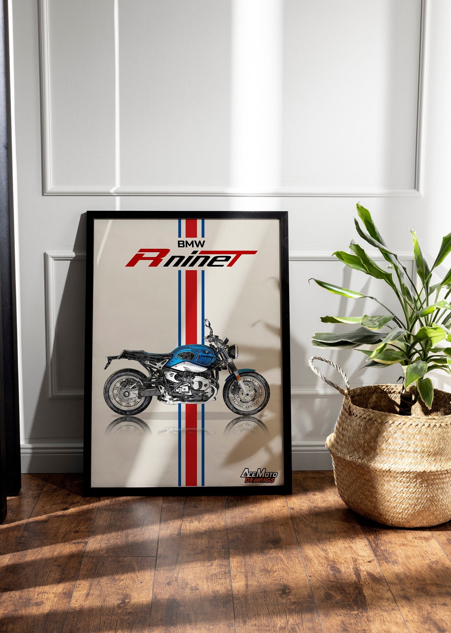 BMW R Nine T Drawing | Wall Art - Frame Poster - 2020