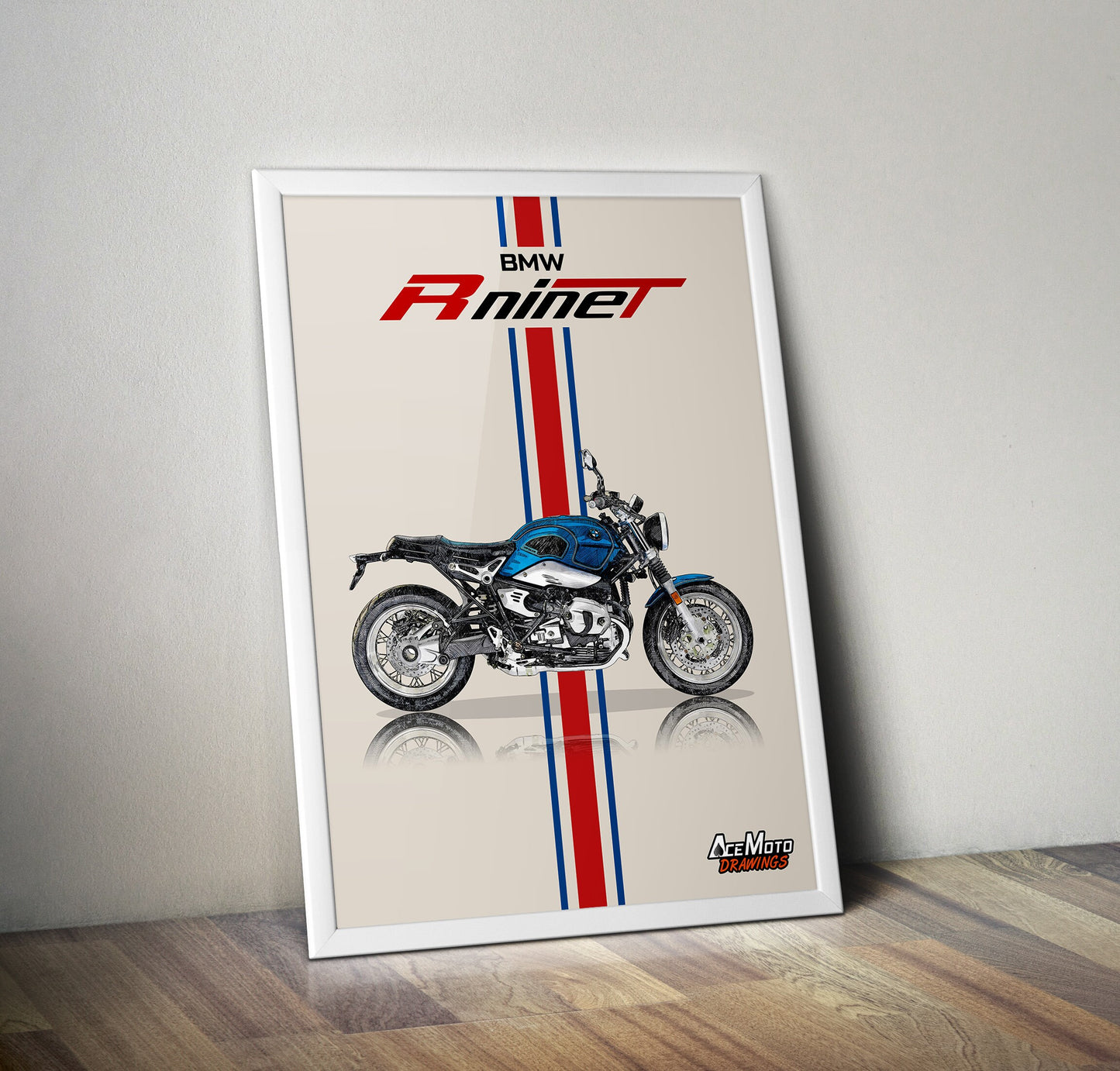 BMW R Nine T Drawing | Wall Art - Frame Poster - 2020