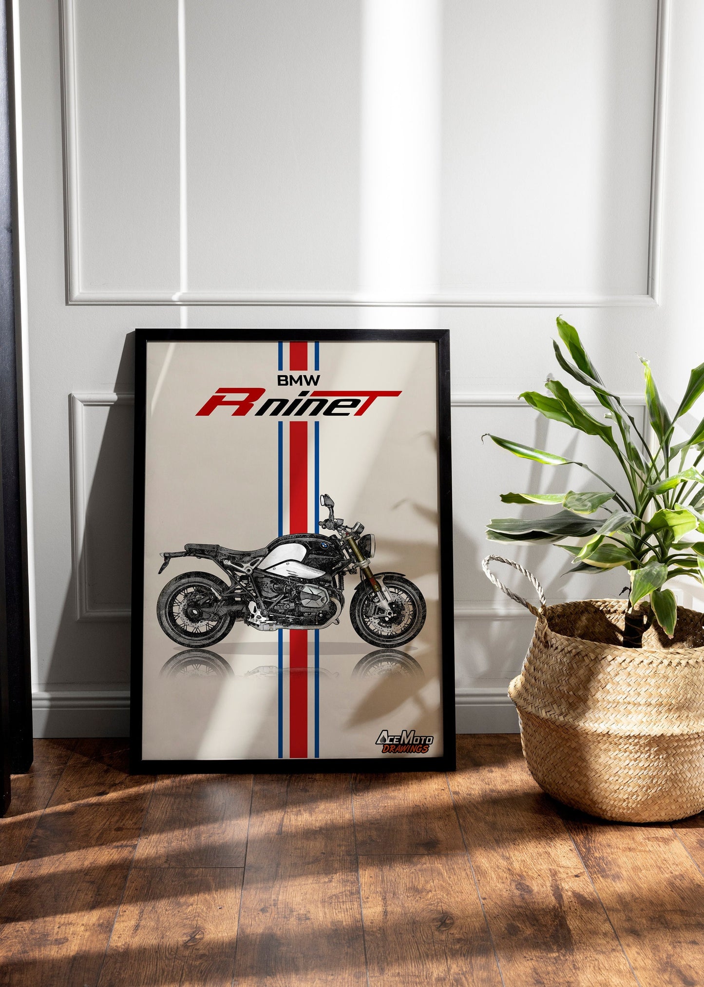 BMW R Nine T Drawing | Wall Art - Frame Poster - 2021