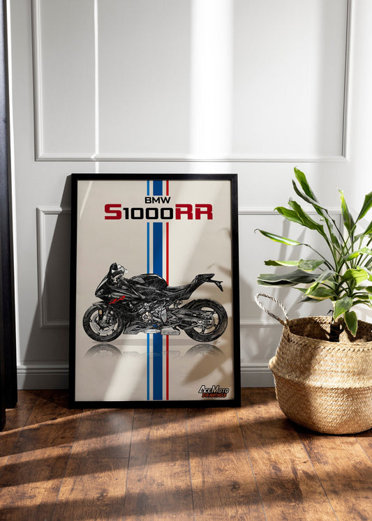 BMW S1000RR Black Drawing | Wall Art - Frame Poster 2022