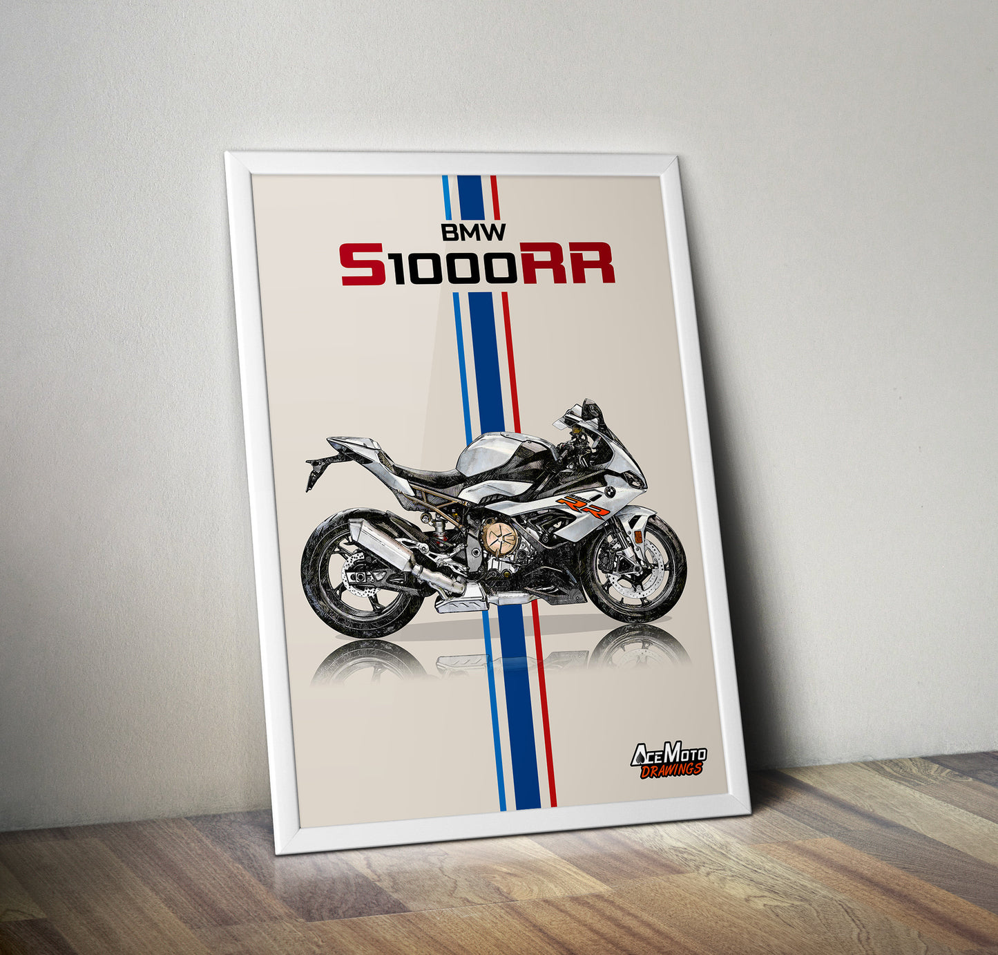 BMW S1000RR Drawing  | Wall Art - Frame Poster 2022