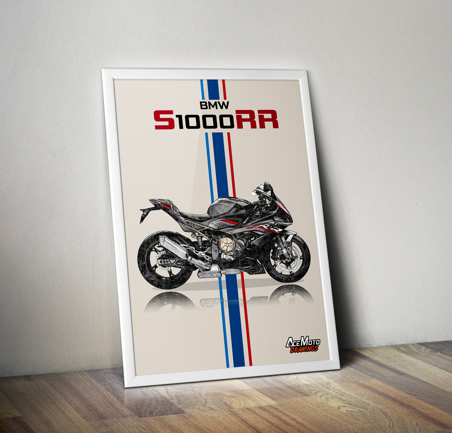 BMW S1000RR Drawing | Wall Art - Frame Poster - 2022