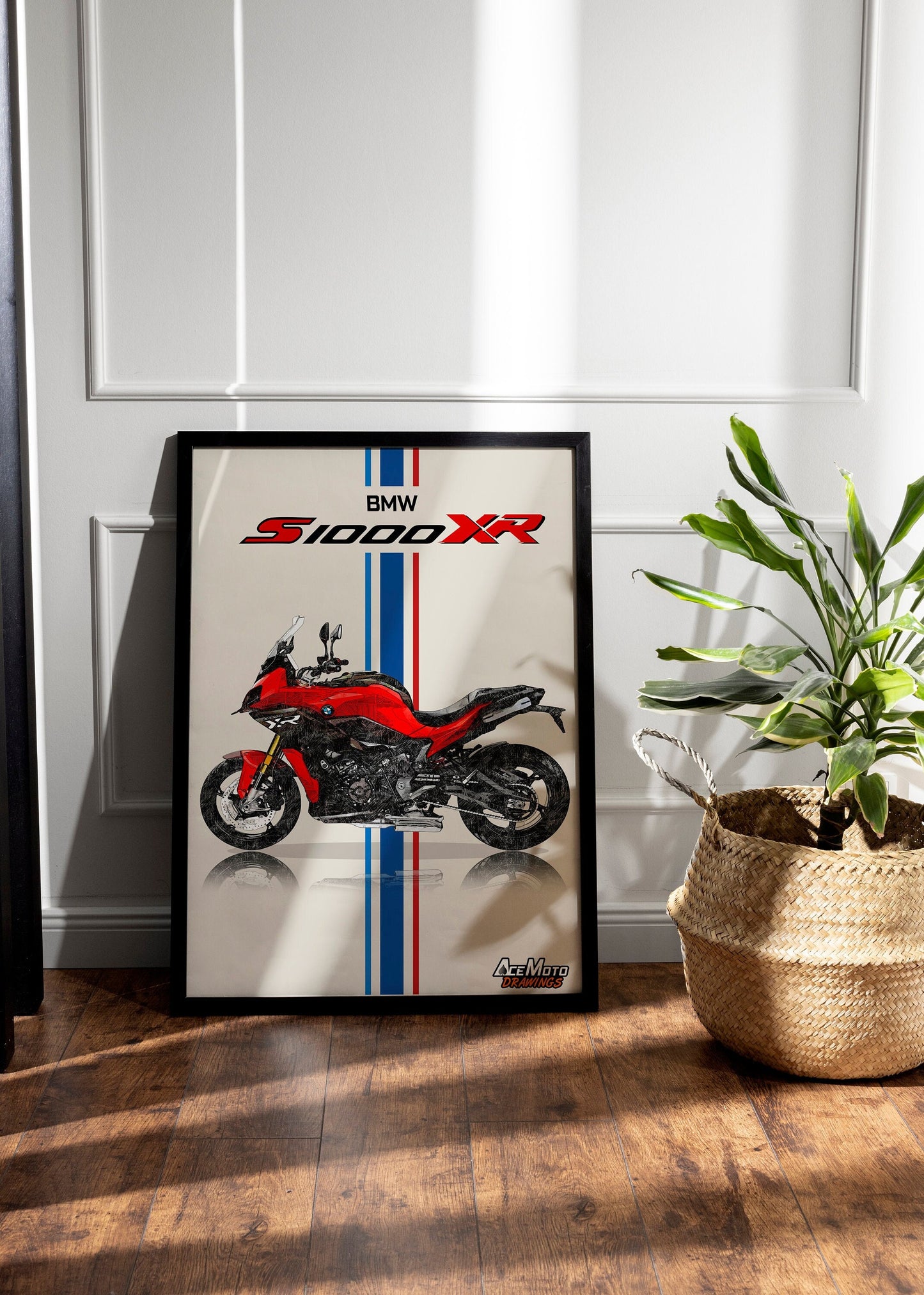 BMW S1000XR Red Drawing | Wall Art - Frame Poster - 2023