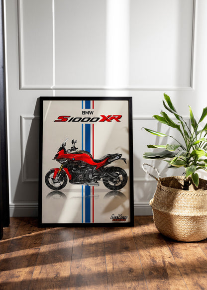 BMW S1000XR Red Drawing | Wall Art - Frame Poster - 2023