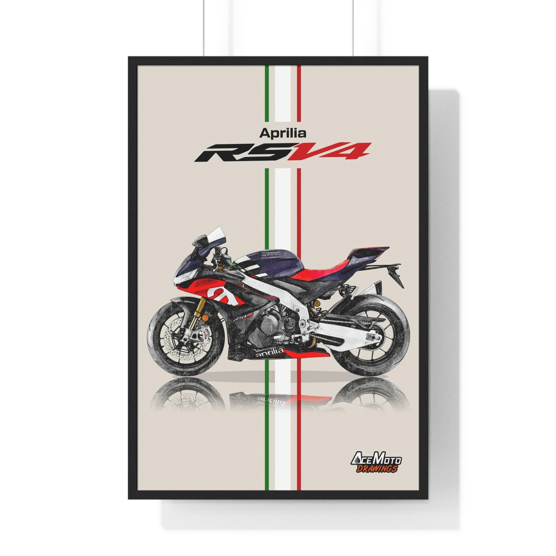 Aprilia RSV4 1100RR drawing poster Black Frame