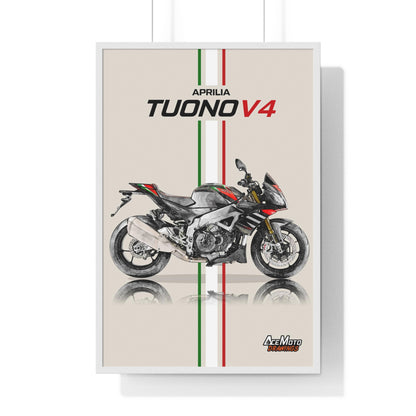 Aprilia Tuono V4 Factory 1100 Drawing Poster White Frame ( angle 1 )